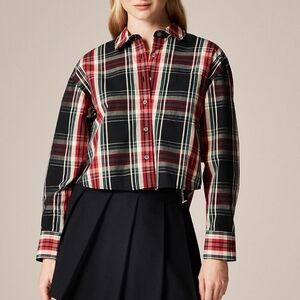 J. Crew Étienne cropped shirt in Stewart - Black, red, cream plaid